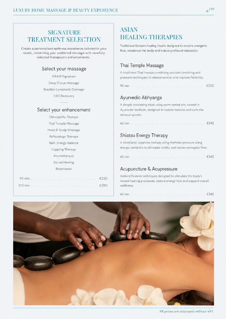 Massage and bodywork treatments in the GAAM Wellness catalogue